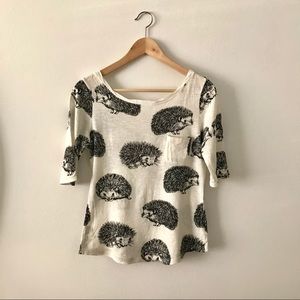 White Hedgehog 🦔 Patterned Top from Anthropologie